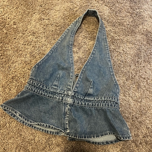 Princess Polly Blue Denim Halter Top - Picture 2 of 4